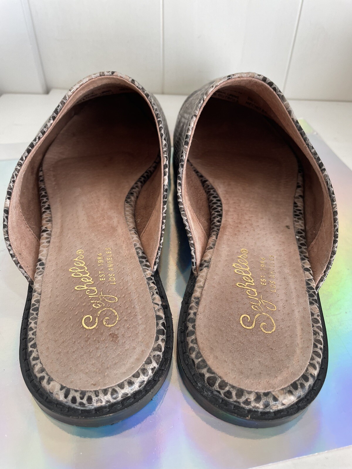Seychelles Impersonate Leather Python Mules Sz 8 - image 4