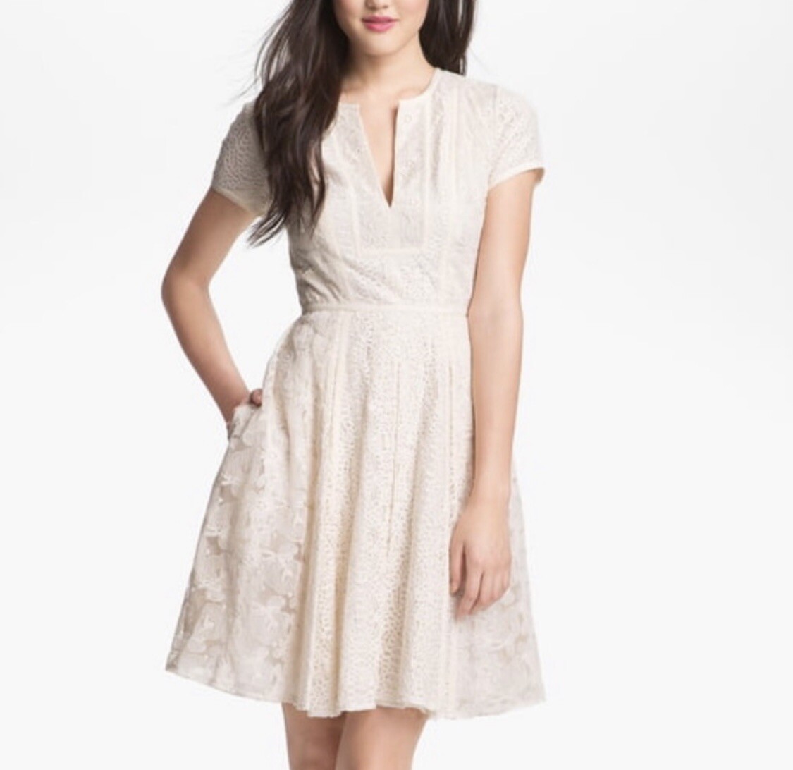 bcbg cream dress Solid Structured Gown