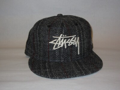 帽子 Stussy Stock Harris Tweed New Era Cap Charcoal Harris Tweed x Stussy Stock Hat Cap Charcoal Grey Plaid Wool New