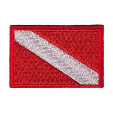 DIVER DOWN FLAG IRON ON PATCH 2.4" Scuba Diving Safety Red Embroidered Applique