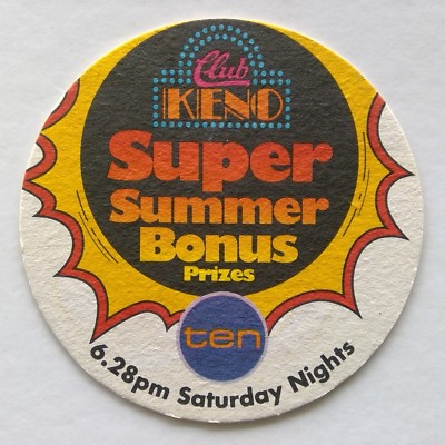 Club Keno Super Summer Bonus Prizes Ten 6.28pm Saturday Nights Coaster (B338)
