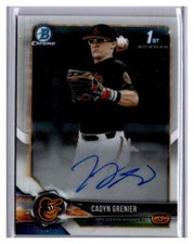 2018 Bowman Draft #CDA-CG Cadyn Grenier Chrome Draft Pick Autographs