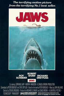 1975 Jaws Movie Poster 11X17 Martin Brody Quint Great White Shark   