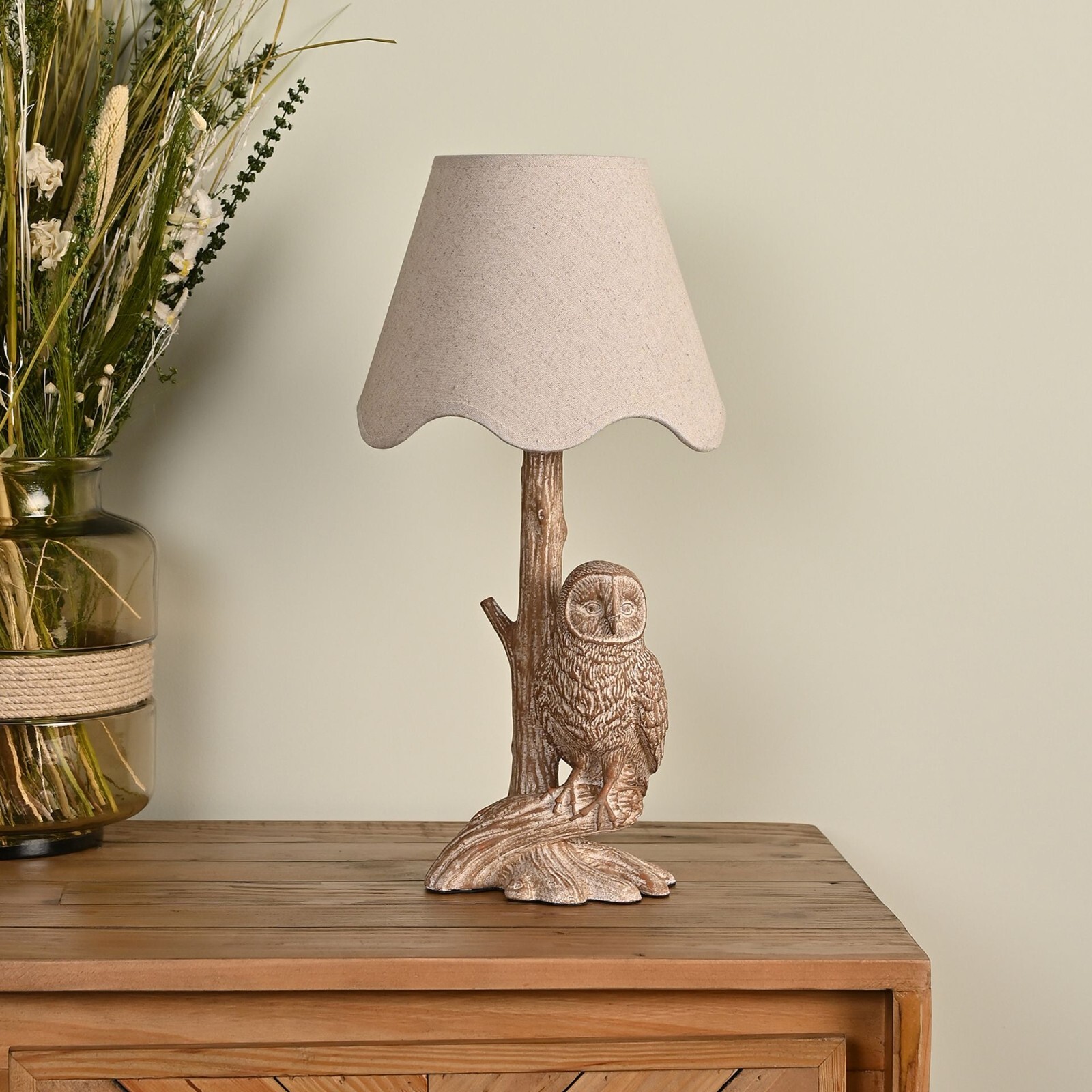 Hestia Ceramic Owl Table / Bedside Lamp with Scalloped Shade WBHE2550