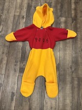 Vintage 90s Winnie the Pooh Fleece Baby Toddler Bunting One Piece Sz 24 Months