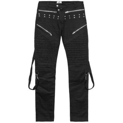 Black Pistol Gothic Punk Festival Industrial Jeans Hose - Sew Denim Nieten