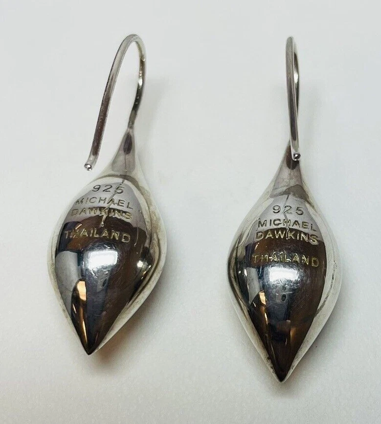 Серьги-крючки Michael Dawkins из стерлингового серебра 925 пробы - Изображение 2 из 4