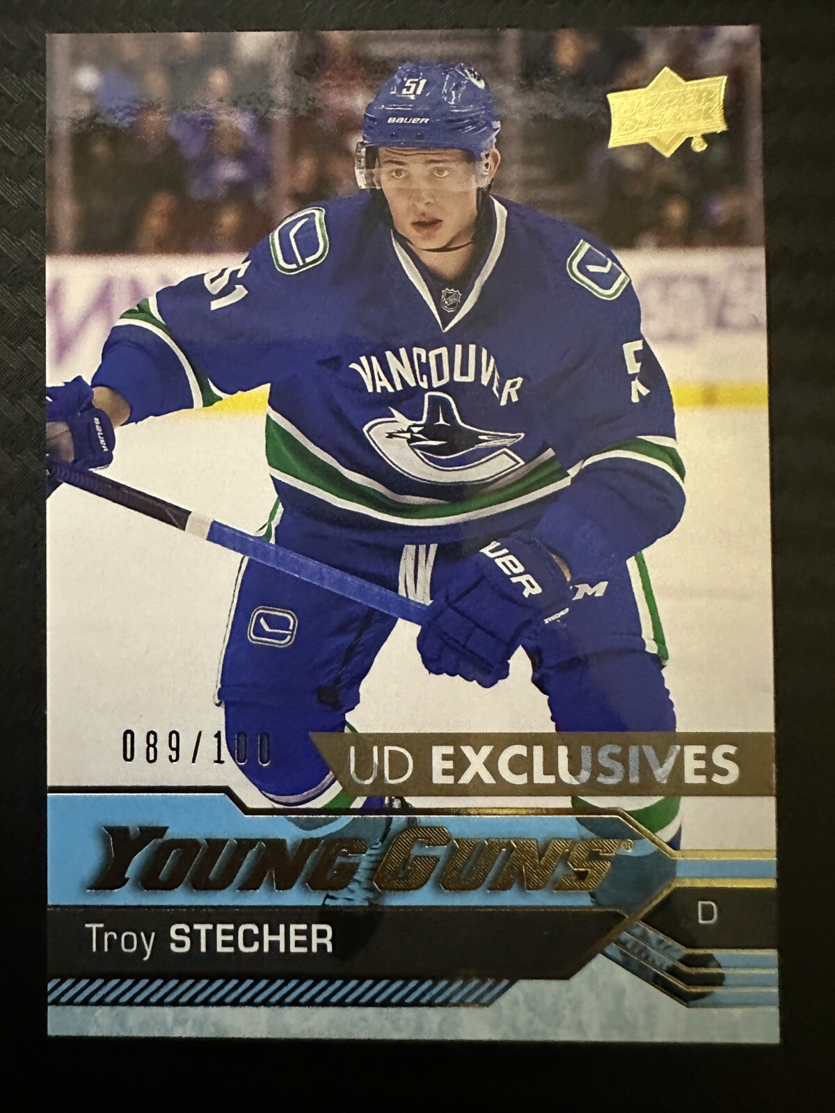 16/17 UD SERIES 2 TROY STECHER 475 YOUNG GUNS RC EXCLUSIVES 100 VANCOUVER CANUCK