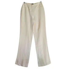 Giorgio Armani Italy Cream Pants Wide Leg High Rise Pockets Women 42 Waist 28