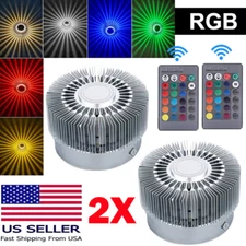 2X 3W Modern LED Wall Ceiling Light Sconce RGB Lighting Fixture Decor Lamp NEW
