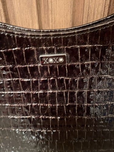 XOXO Vintage Brown Embossed Croc Pattern Purse Shoulder Bag GLOSSY - Picture 4 of 16