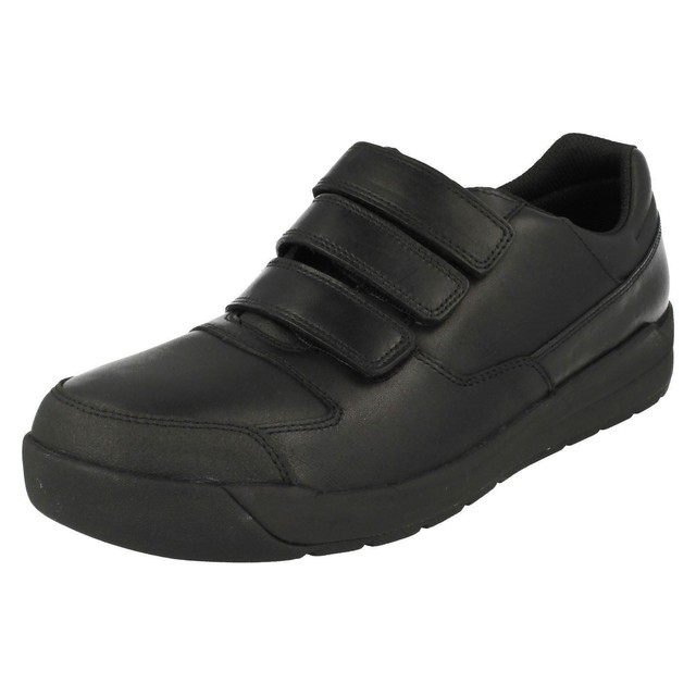 clarks black velcro school shoes