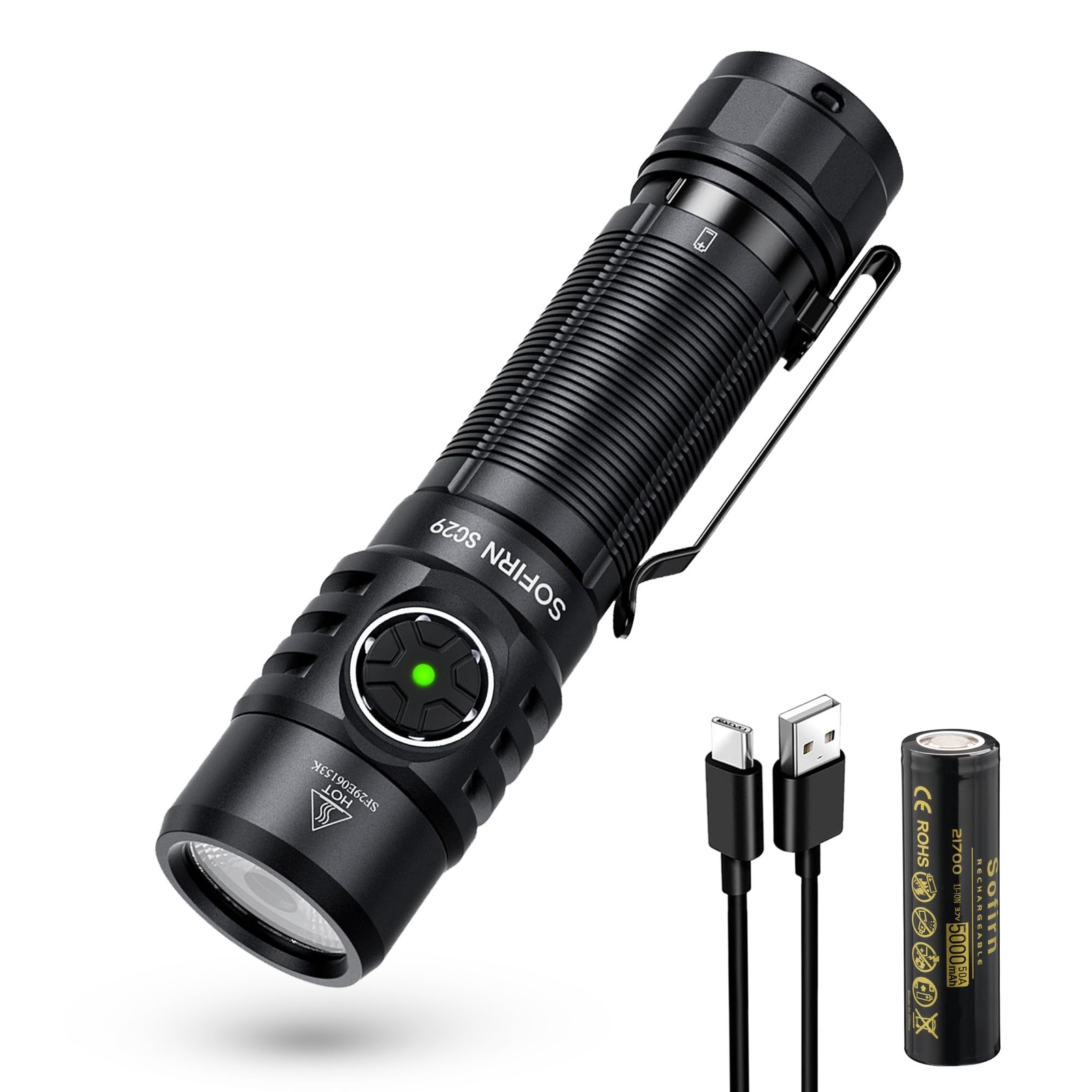 Sofirn SC29 Torcia USB C Ricaricabile Led Torcia 3000 Lumen Super (t6f)