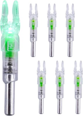 6-PCS Led Lighted Nocks for Arrows with .244/6.2mm Inside Diameter GREEN 