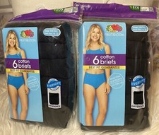 Fruit Of The Loom Cotton Briefs, Lot Of Two 6-Packs Size 10/13XL Women New Black