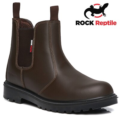 MENS DEALER BOOTS LEATHER SAFETY STEEL TOE CAP WORK PULL ON