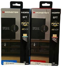 Monster HDMI Cable 4K HDR Premium High Speed 6 Ft Red/Blue LED Lights