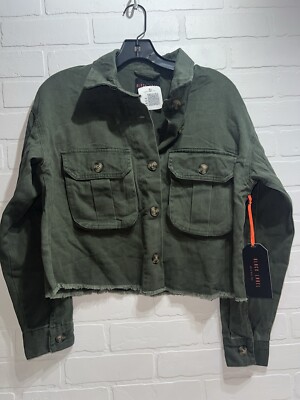 NWT! black label by c'est toi jacket Green Cut Off Hem Size SMALL