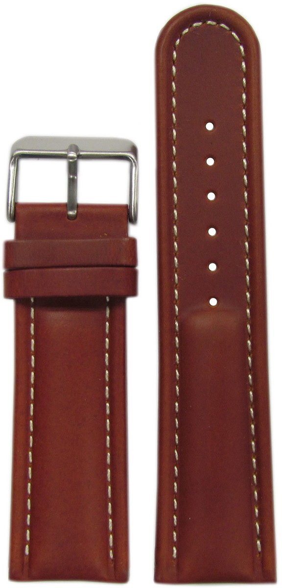 18mm Panatime Med. Brown Padded Saddle Leather Watch Band w  display picture 2