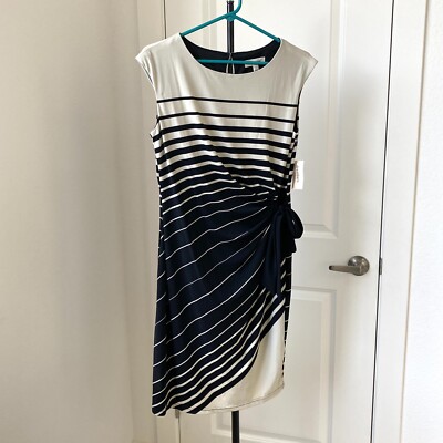black and cream bow dress Stewart Mini Bow Dress in Black With Cream Stripe Bow 2