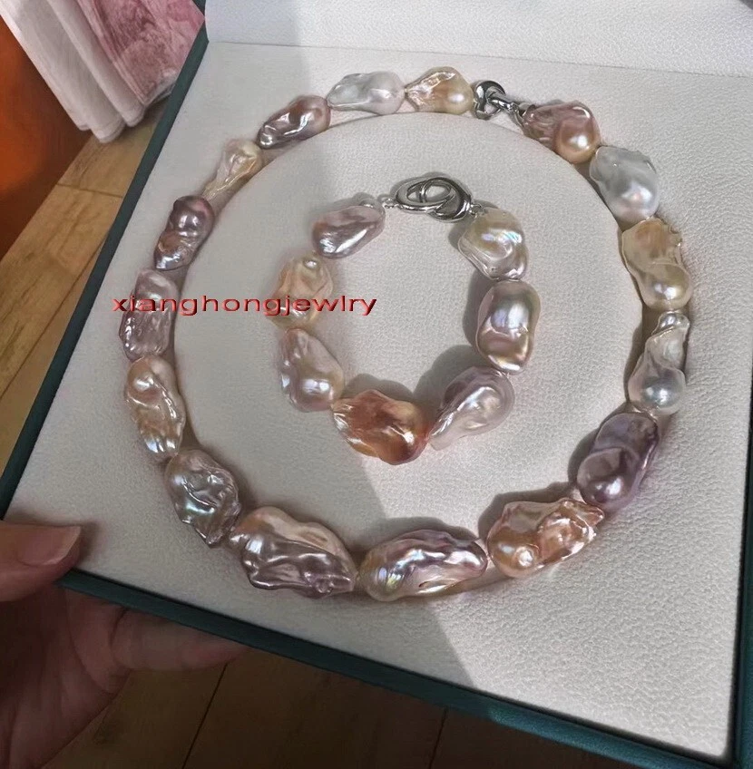 AAAAA 17" 7.5”50mm south sea baroque Multicolor pearl necklace bracelet sets - Image 3 of 4