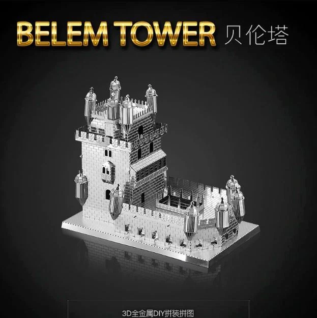 NEW 3D Metal Puzzle Portugal Belem Tower Architecture Laser Cut Model Jigsaw Toy - Image 2 of 4