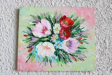 Floral Impasto Oil Painting, Original Astract Flower Wall Art, Colorful Painting