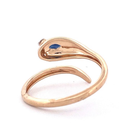 Elegante anillo de diamantes serpiente de oro amarillo de 14 K - Imagen 3 de 6