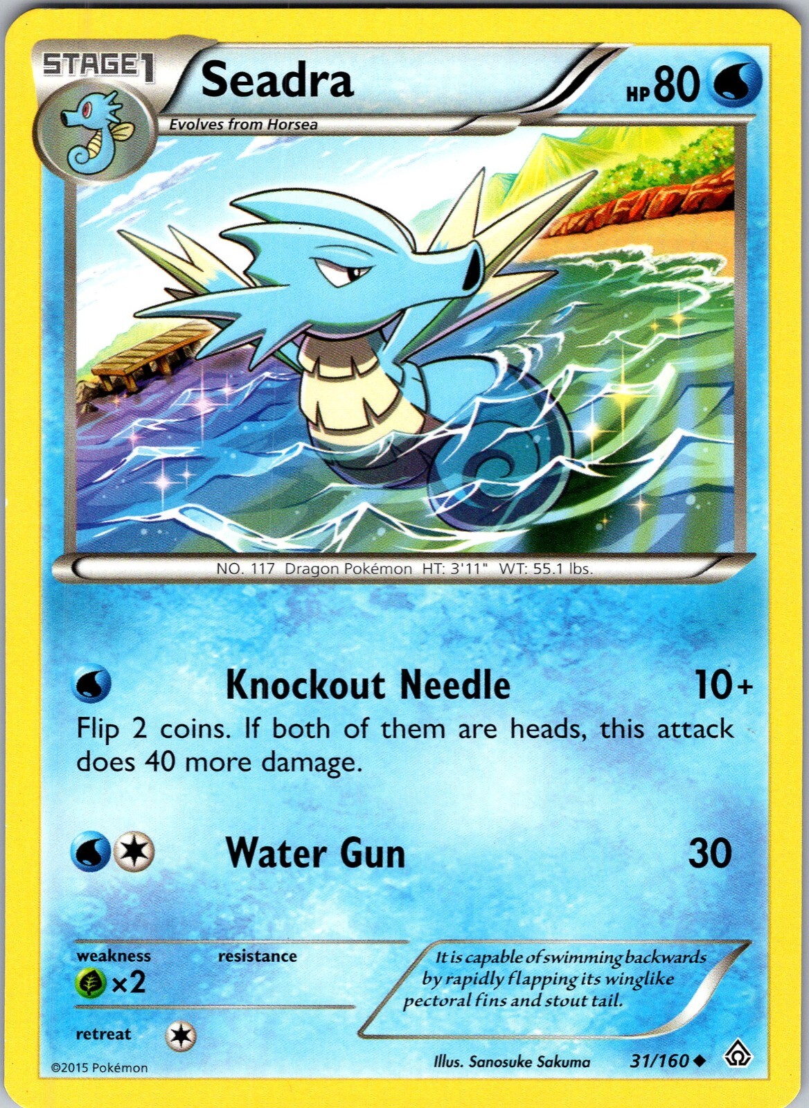Pokemon TCG Seadra XY Primal Clash 31/160 Regular Uncommon Card NM