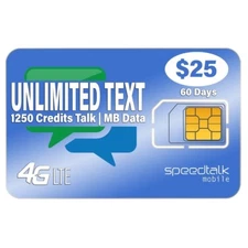 SpeedTalk Unlimited Text SIM Card |  4G LTE Nationwide - 60 Day Wireless Service