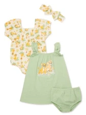 The Lion King Baby Girl Sundress Romper and Diaper Cover Outfit Set Headband