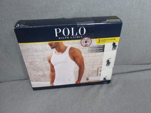 Polo Ralph Lauren Men's Classic Fit Moisture Wicking Tank Top White 3-Pack LARGE
