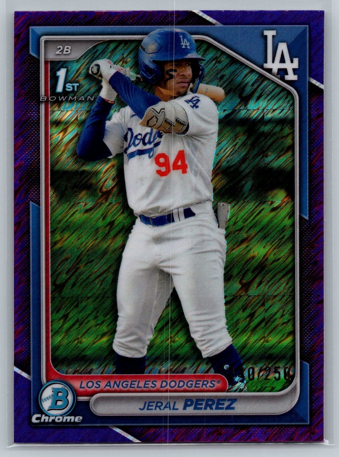 Jeral Perez 2024 Bowman Chrome Prospect 1st Purple Shimmer SP/250 #BCP-158
