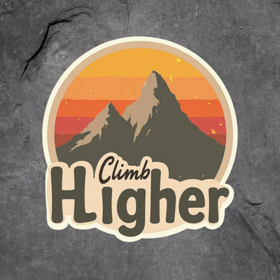 Climbing sticker vinyl decal climb higher mountains peak adventure outdoors