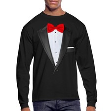 Tuxedo With Red Bow Tie Costume Men's Long Sleeve T-Shirt