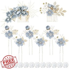 inSowni Dusty Blue Bridal Wedding Hair Combs Pins Twist Spirals