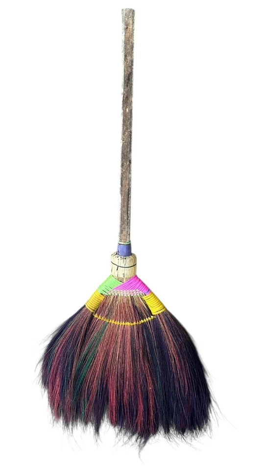 Eco-Friendly Multi-Color Grass Broom Handmade Natural Wood Handle Sweeping Brush - Image 2 of 4
