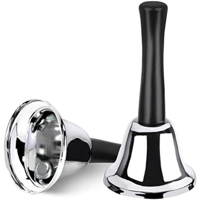 #ad #ad 2 Pack Hand Bell Silver Steel Bell Ringing Bell with Handle Dinner Bells for Ins $6.99