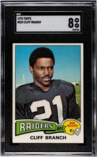 1975 Topps - Cliff Branch #524 (RC) SGC Graded 8 Oakland Raiders Las Vegas