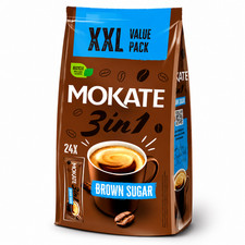 24 x MOKATE 3in1 Brown Sugar Luxury Instant Coffee Sachets - Value XXL Pack