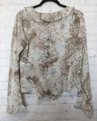 Rachel Zoe Snake Print Double Tie Front Blouse Top Women SZ Medium