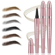 2Pcs Microblading Eyebrow Pen, Long-Lasting Waterproof Eyebrow Pencil with 4-For