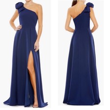 NWT Ieena MacDuggal Bow One Shoulder A-Line Gown Midnight Size 6