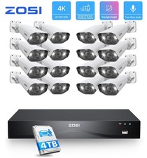 ZOSI 4K 16CH PoE Security Camera System 16pcs 8MP PoE IP Camera Night Vision 4TB