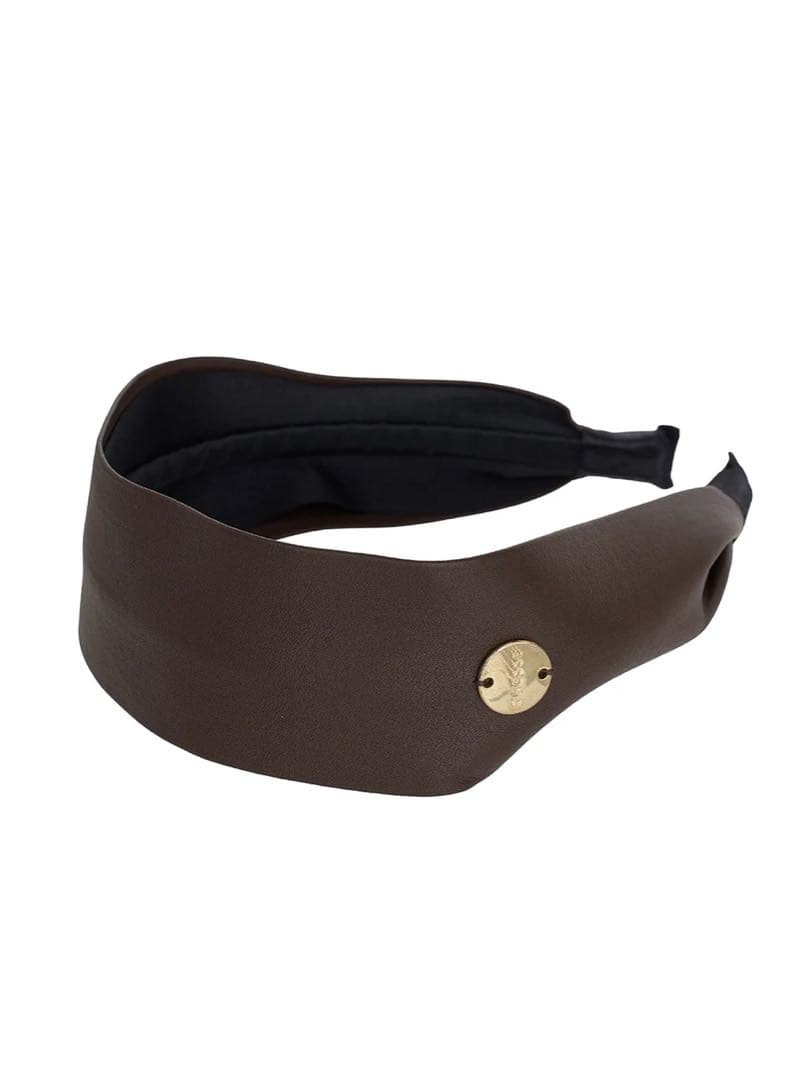 Ameri VINTAGE Wide Leather Headband Brown 41.5cm … - image 1