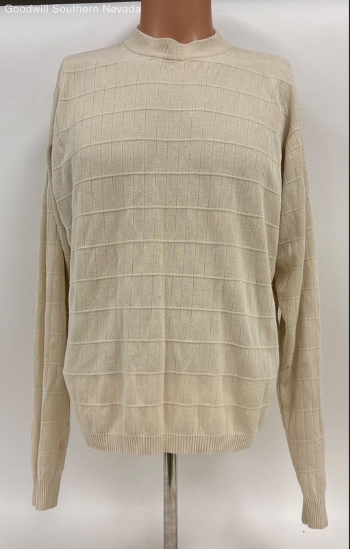 Bachrach Men's Cream Colored Silk Sweater - Size L