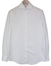 SUITSUPPLY Men's Formal Shirt 40/15 3/4 Slim White Pure Cotton Cutaway Collar