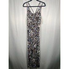 Ann Taylor LOFT Womens Blue Brown Floral Maxi Dress Small Crisscross Straps