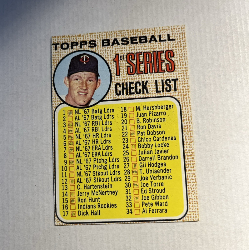 1968 Topps series 1 checklist #67