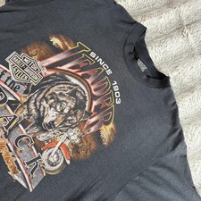 Vintage 1990 3D Emblem Leader Of The Pack Harley Davidson T-Shirt